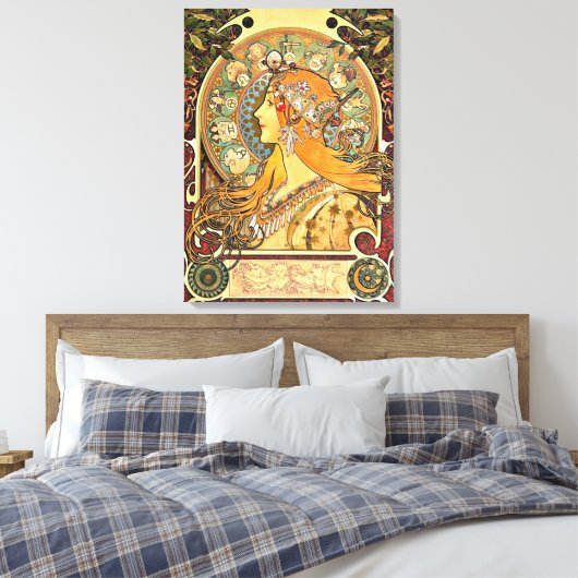 〔占星術の〕十二宮図、アールヌーボー絵画ズバイアルフォンスミュシャ キャンバスプリント (インサイチュ (寝室))