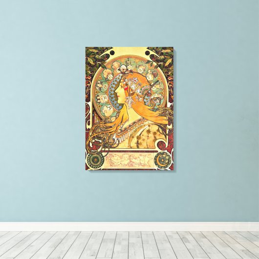〔占星術の〕十二宮図、アールヌーボー絵画ズバイアルフォンスミュシャ キャンバスプリント (インサイチュ (ウッドフロア))