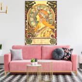 〔占星術の〕十二宮図、アールヌーボー絵画ズバイアルフォンスミュシャ キャンバスプリント (インサイチュ (リビング))