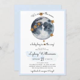 〔占星術の〕十二宮図·オーバー·ザ·ムーン·ベイビー·シャワー 招待状