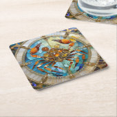 〔占星術の〕十二宮図 – カニがん スクエアペーパーコースター (アングル)