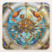 〔占星術の〕十二宮図 – カニがん スクエアペーパーコースター (正面)