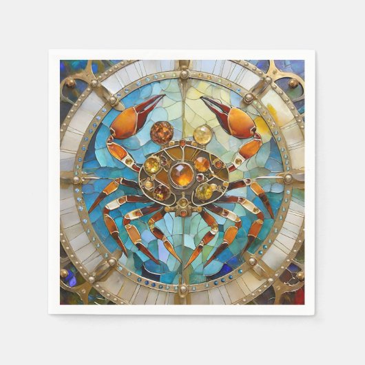 〔占星術の〕十二宮図 – カニがん スタンダードカクテルナプキン (正面)