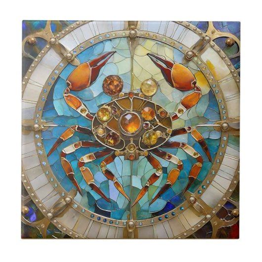 〔占星術の〕十二宮図 – カニがん タイル (正面)