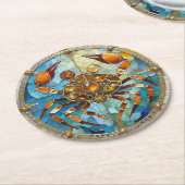 〔占星術の〕十二宮図 – カニがん ラウンドペーパーコースター (アングル)