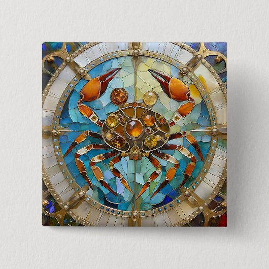 〔占星術の〕十二宮図 – カニがん 缶バッジ (正面)