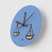 〔占星術の〕十二宮図：カラーのライブラリ ラウンド壁時計 (傾斜)