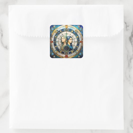 〔占星術の〕十二宮図 – ジェミニザツインズ スクエアシール (バッグ)