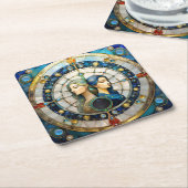 〔占星術の〕十二宮図 – ジェミニザツインズ スクエアペーパーコースター (アングル)
