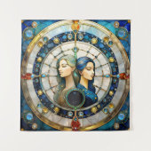 〔占星術の〕十二宮図 – ジェミニザツインズ タペストリー (正面)