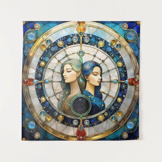 〔占星術の〕十二宮図 – ジェミニザツインズ タペストリー (正面)