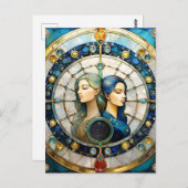 〔占星術の〕十二宮図 – ジェミニザツインズ ポストカード (正面/裏面)