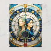 〔占星術の〕十二宮図 – ジェミニザツインズ ポストカード (正面)