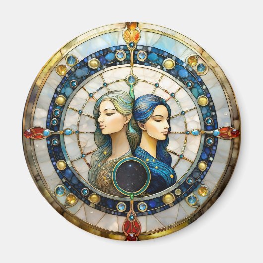 〔占星術の〕十二宮図 – ジェミニザツインズ マグネット (正面)