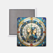 〔占星術の〕十二宮図 – ジェミニザツインズ マグネット (正面/裏面)