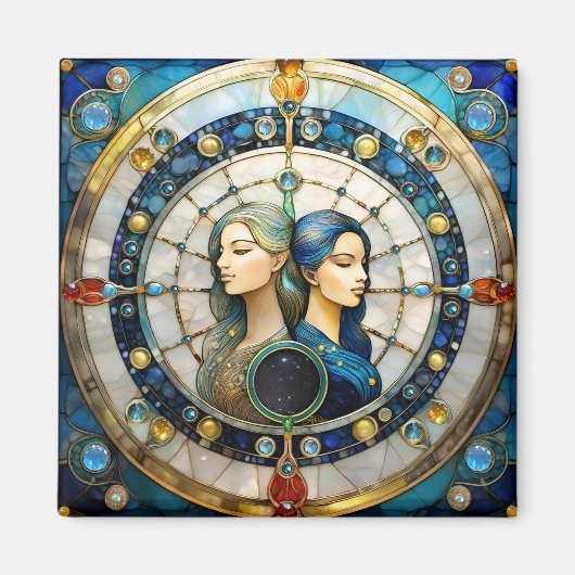 〔占星術の〕十二宮図 – ジェミニザツインズ マグネット (正面)