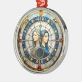 〔占星術の〕十二宮図 – ジェミニザツインズ メタルオーナメント (左)