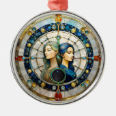 〔占星術の〕十二宮図 – ジェミニザツインズ メタルオーナメント (正面)