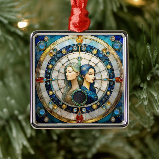 〔占星術の〕十二宮図 – ジェミニザツインズ メタルオーナメント (ツリー)