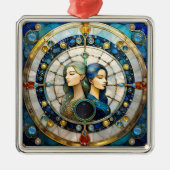 〔占星術の〕十二宮図 – ジェミニザツインズ メタルオーナメント (正面)