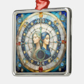 〔占星術の〕十二宮図 – ジェミニザツインズ メタルオーナメント (左)