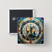 〔占星術の〕十二宮図 – ジェミニザツインズ 缶バッジ (正面&裏面)