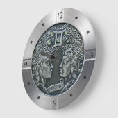 〔占星術の〕十二宮図~ジェミニ~天文学~西洋占星術~ ラージ壁時計 (傾斜)