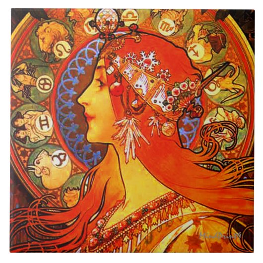 (占星術の)十二宮図 タイル (正面)