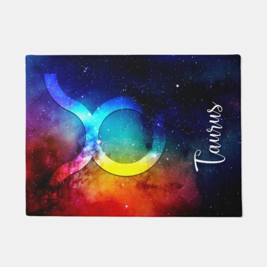 〔占星術の〕十二宮図：タウロス宇宙レインボー ドアマット (正面)