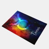 〔占星術の〕十二宮図：タウロス宇宙レインボー ドアマット (アングル)