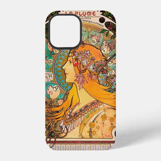 〔占星術の〕十二宮図、ミュシャ iPhoneケース (裏面)