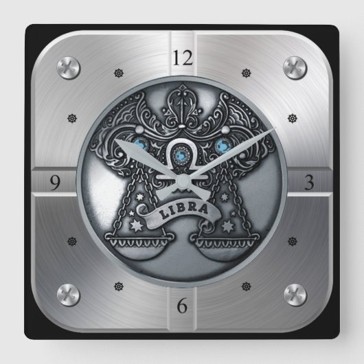 〔占星術の〕十二宮図~天秤座~天測~西洋占星術~ スクエア壁時計 (正面)