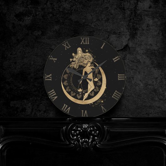 〔占星術の〕十二宮図 |宇宙金ゴールドと黒星占星術の人 ラウンド壁時計