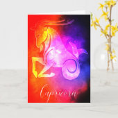 〔占星術の〕十二宮図:山羊座カラフルキャンディカラー カード (黄色い花)