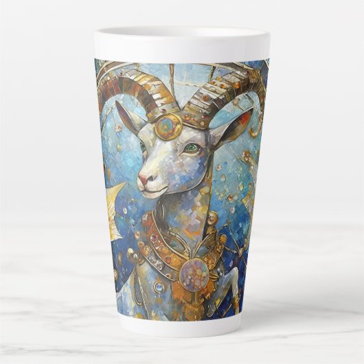 〔占星術の〕十二宮図-山羊座ザシーヤギ カフェラテマグ (正面)