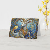 〔占星術の〕十二宮図-山羊座ザシーヤギ カード (黄色い花)