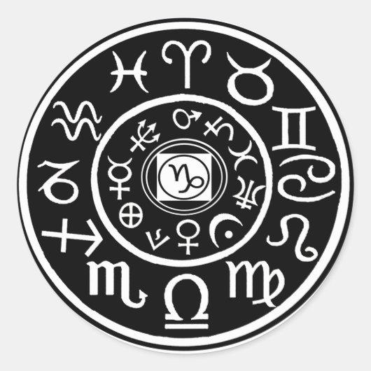 〔占星術の〕十二宮図-山羊座星座 ラウンドシール (正面)
