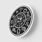 〔占星術の〕十二宮図-山羊座星座 ラウンド壁時計 (傾斜)