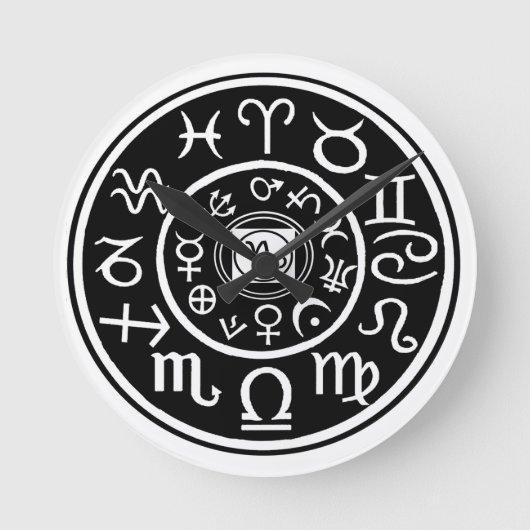 〔占星術の〕十二宮図-山羊座星座 ラウンド壁時計 (正面)