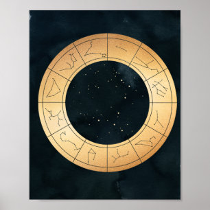 〔占星術の〕十二宮図、星占い、ポスタームーン·サンスターズ ポスター