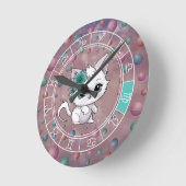 〔占星術の〕十二宮図《星座》乙女座かわいいキャットホイールプラネットアストロロジー ラウンド壁時計 (傾斜)