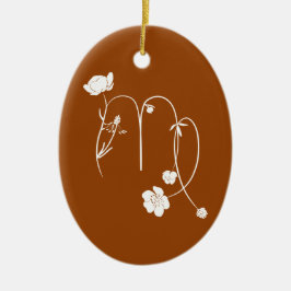 〔占星術の〕十二宮図《星座》乙女座誕生花スタイリッシュモノグラム名 セラミックオーナメント