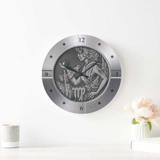 〔占星術の〕十二宮図~《星座》乙女座~天測~西洋占星術~ ラージ壁時計 (ホーム)