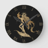 〔占星術の〕十二宮図《星座》乙女座 |宇宙金ゴールドと黒星占星術の人 ラウンド壁時計 (正面)