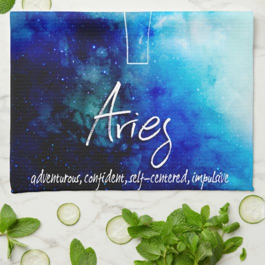 〔占星術の〕十二宮図：牡羊座の特徴 キッチンタオル (折り畳み)