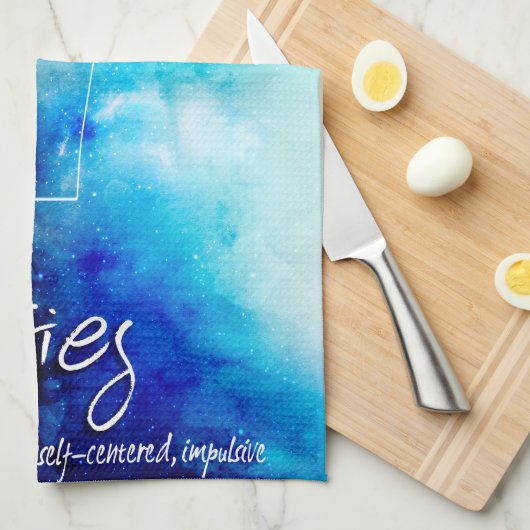 〔占星術の〕十二宮図:牡羊座の特徴 キッチンタオル (四つ折り)