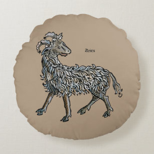 (占星術の)十二宮図: 牡羊座1482年 ラウンドクッション