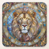 〔占星術の〕十二宮図 – 獅子レオ スクエアペーパーコースター (正面)