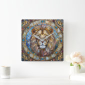 〔占星術の〕十二宮図 – 獅子レオ スクエア壁時計 (ホーム)