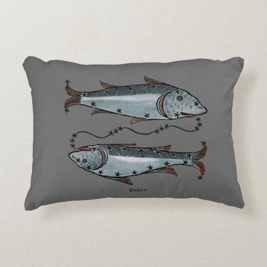 (占星術の)十二宮図: 色の魚類 アクセントクッション (正面)